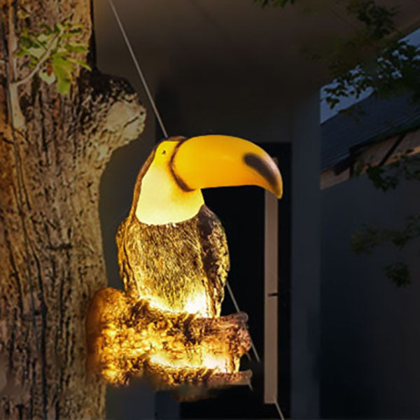 Cirelle - Scultura da giardino a forma di uccello con luce LED solare