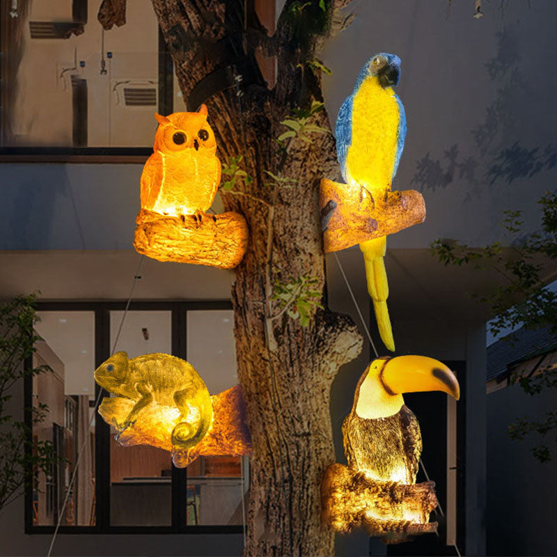 Cirelle - Scultura da giardino a forma di uccello con luce LED solare