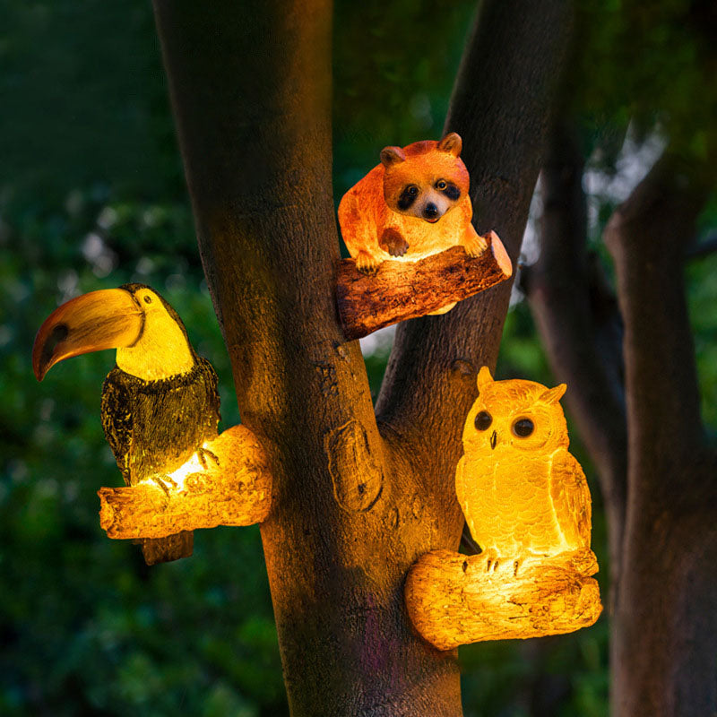 Cirelle - Scultura da giardino a forma di uccello con luce LED solare
