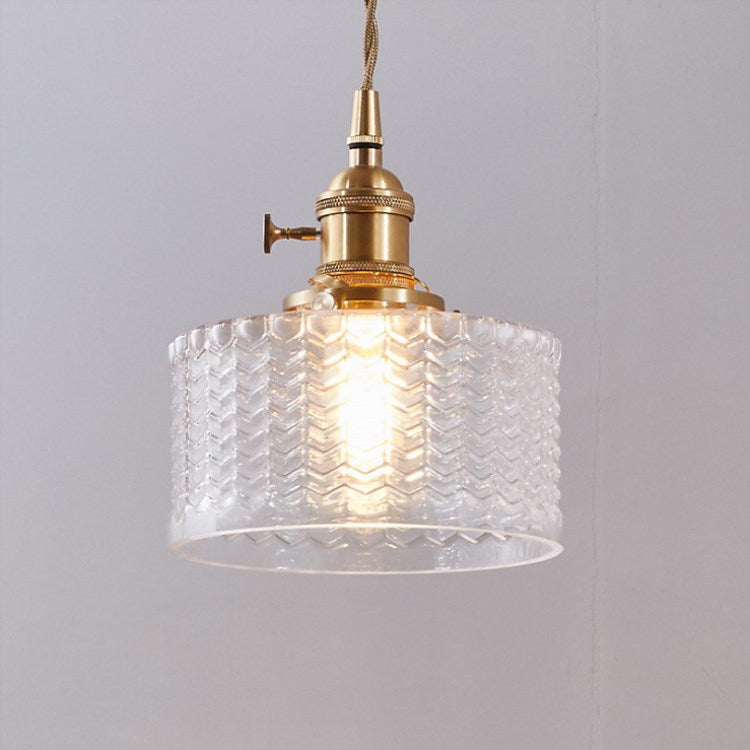 Nivoran - Lampada a sospensione rotonda in vetro e ottone LED