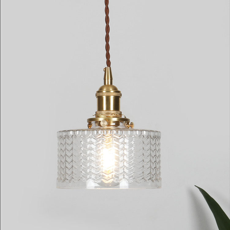 Nivoran - Lampada a sospensione rotonda in vetro e ottone LED