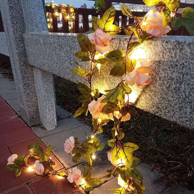 Solara - Luci a stringa LED solari impermeabili e antiurto a forma di rosa