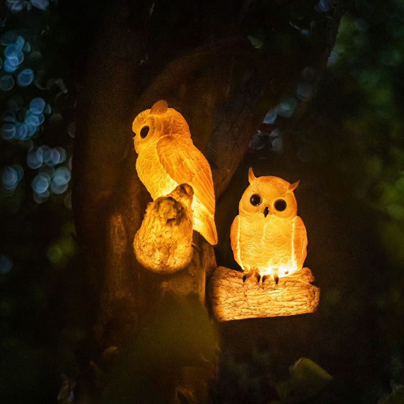 Cirelle - Scultura da giardino a forma di uccello con luce LED solare