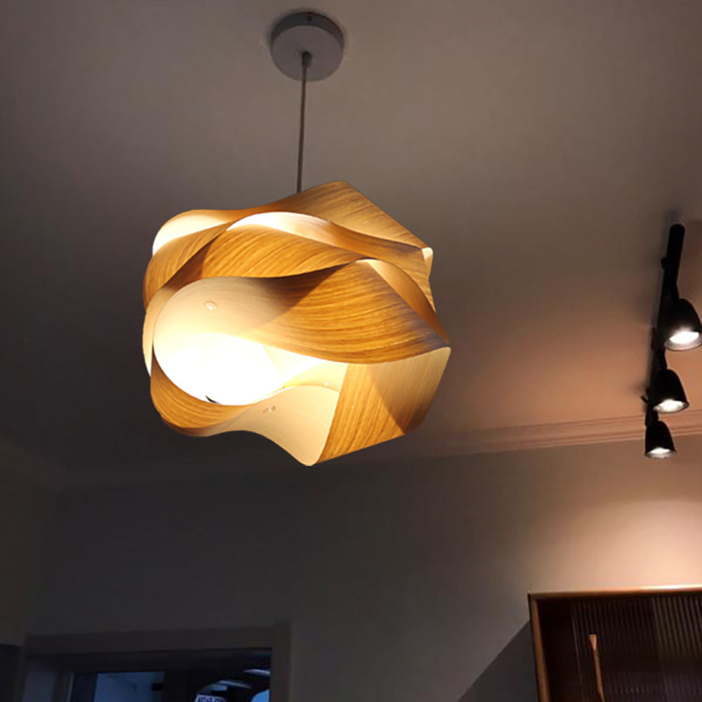 Virelune - Lampada a sospensione moderna in legno irregolare per cucina
