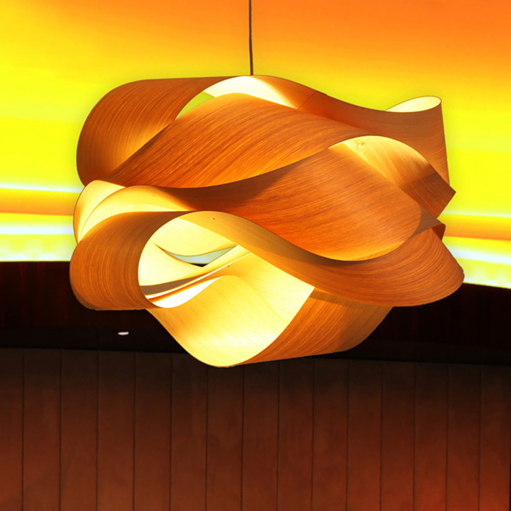 Virelune - Lampada a sospensione moderna in legno irregolare per cucina