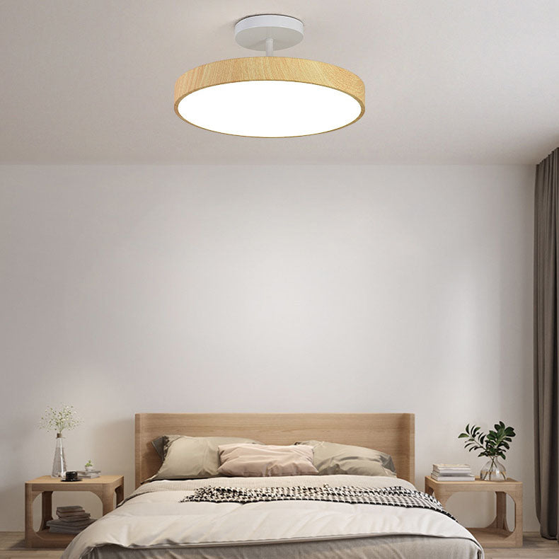 Zenoria – Plafonnier semi-encastré LED rond en bois japonais  