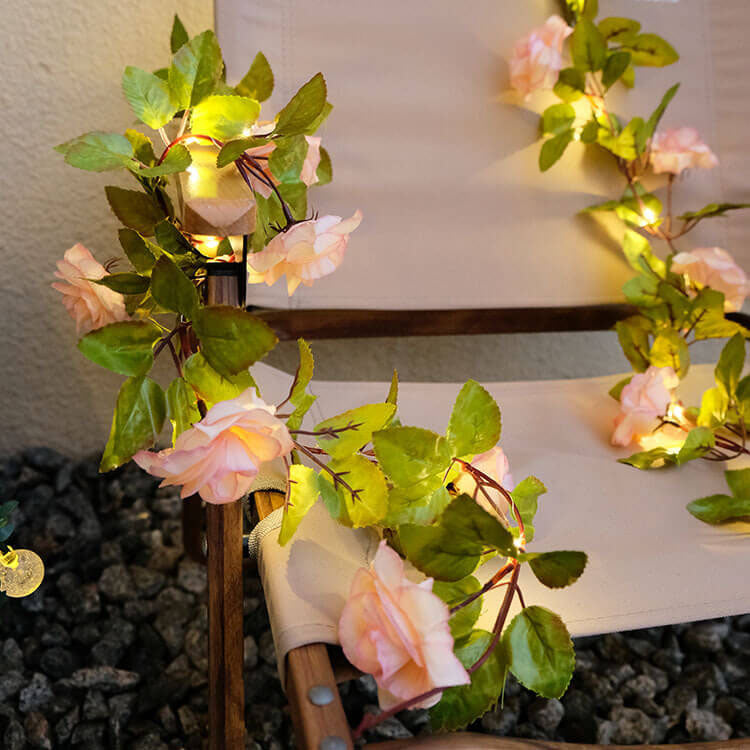 Solara - Luci a stringa LED solari impermeabili e antiurto a forma di rosa