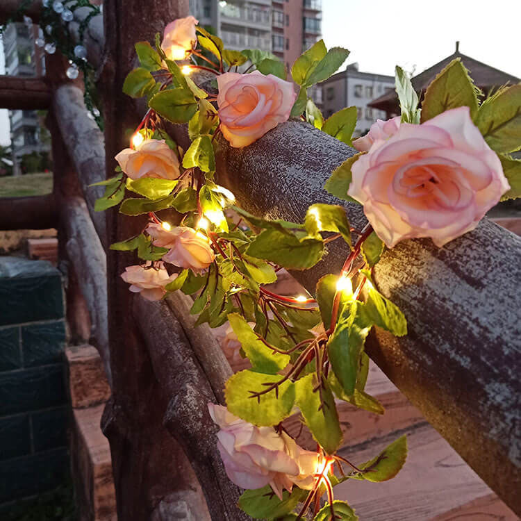 Solara - Luci a stringa LED solari impermeabili e antiurto a forma di rosa