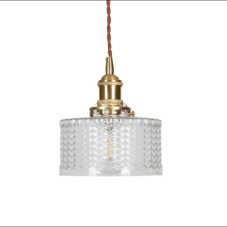 Nivoran - Lampada a sospensione rotonda in vetro e ottone LED