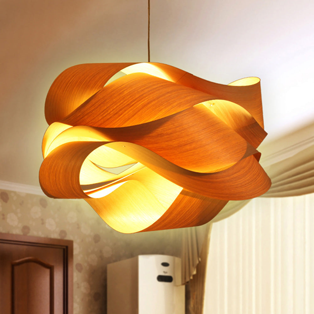 Virelune - Lampada a sospensione moderna in legno irregolare per cucina