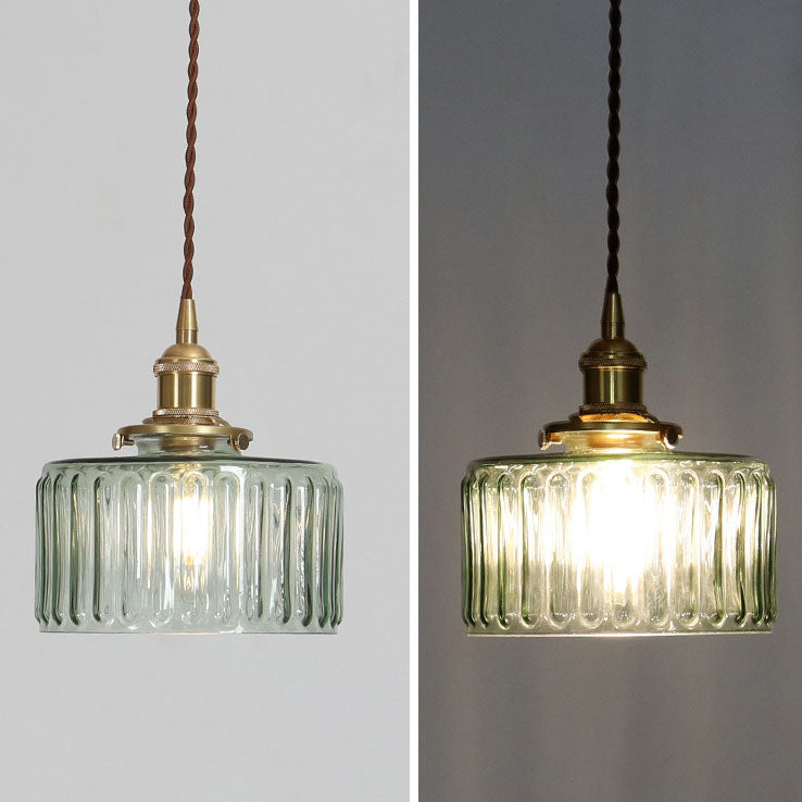 Nivoran - Lampada a sospensione rotonda in vetro e ottone LED