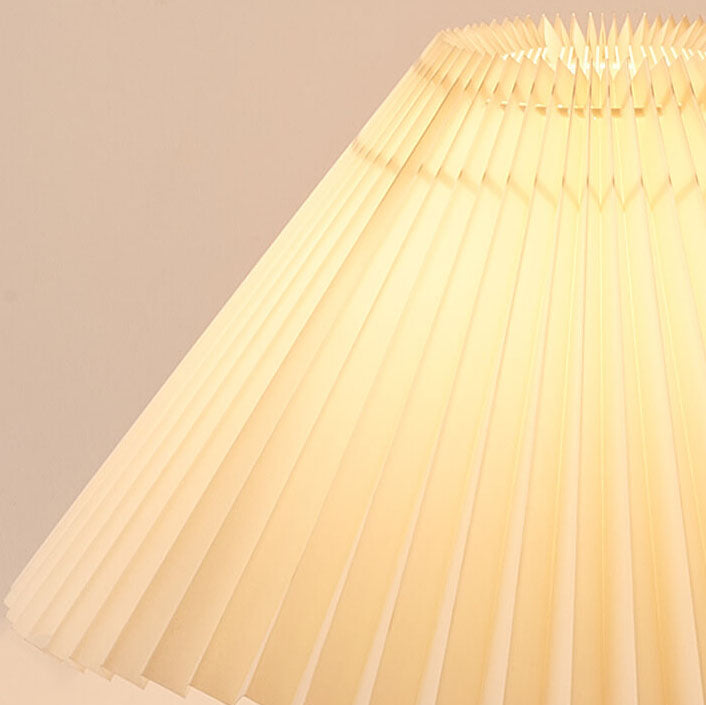 Japandi Pleated Fabric Wood Table Lamp LED - Image 3