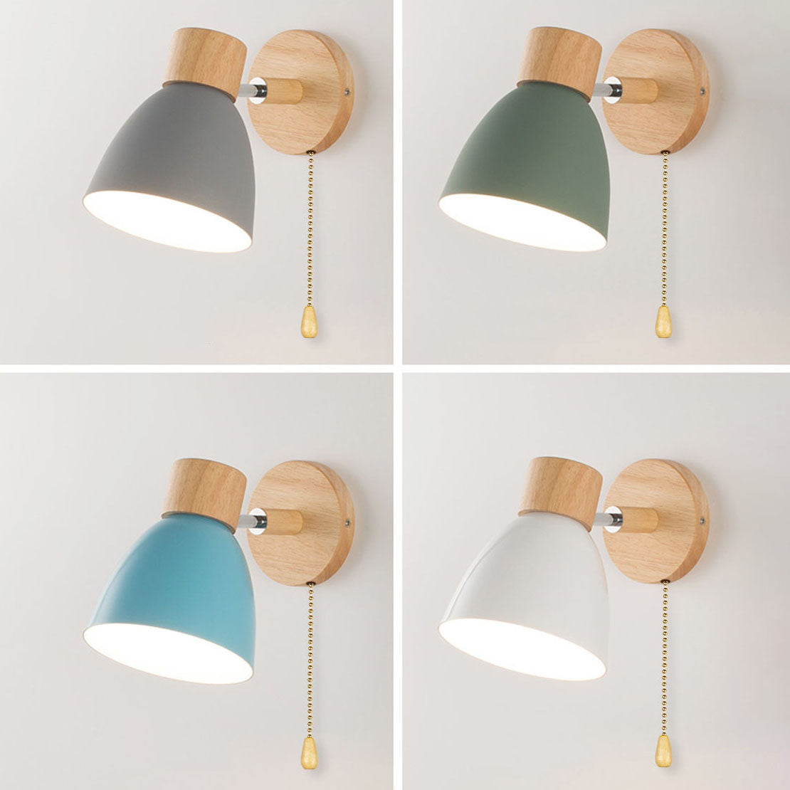 Nelvira – Lampada da parete LED minimalista in legno a forma di cono