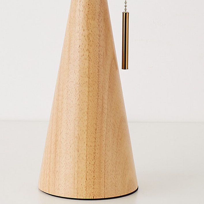 Japandi Pleated Fabric Wood Table Lamp LED - Image 5
