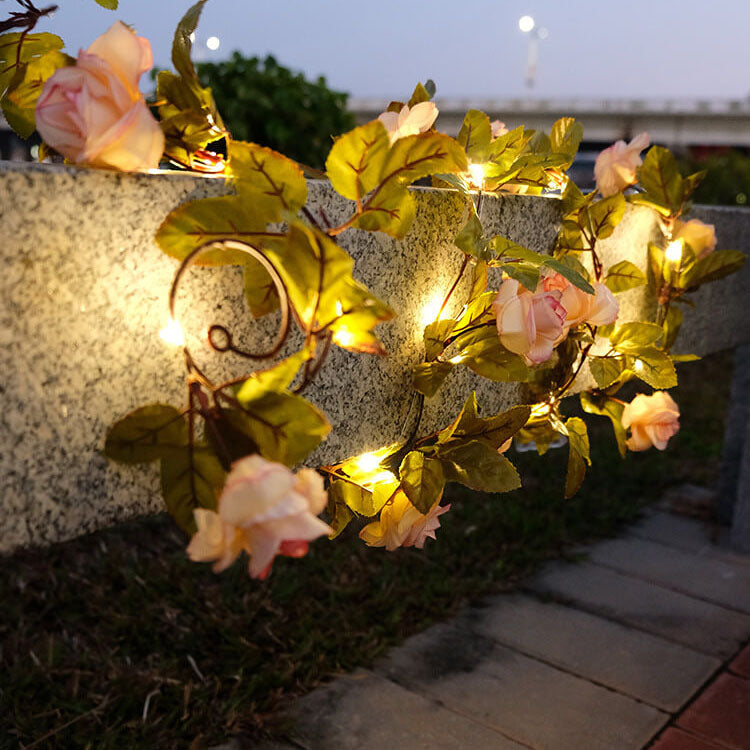 Solara - Luci a stringa LED solari impermeabili e antiurto a forma di rosa