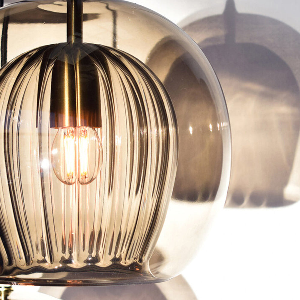 Hailenor - Lampada a sospensione in vetro trasparente ambra LED