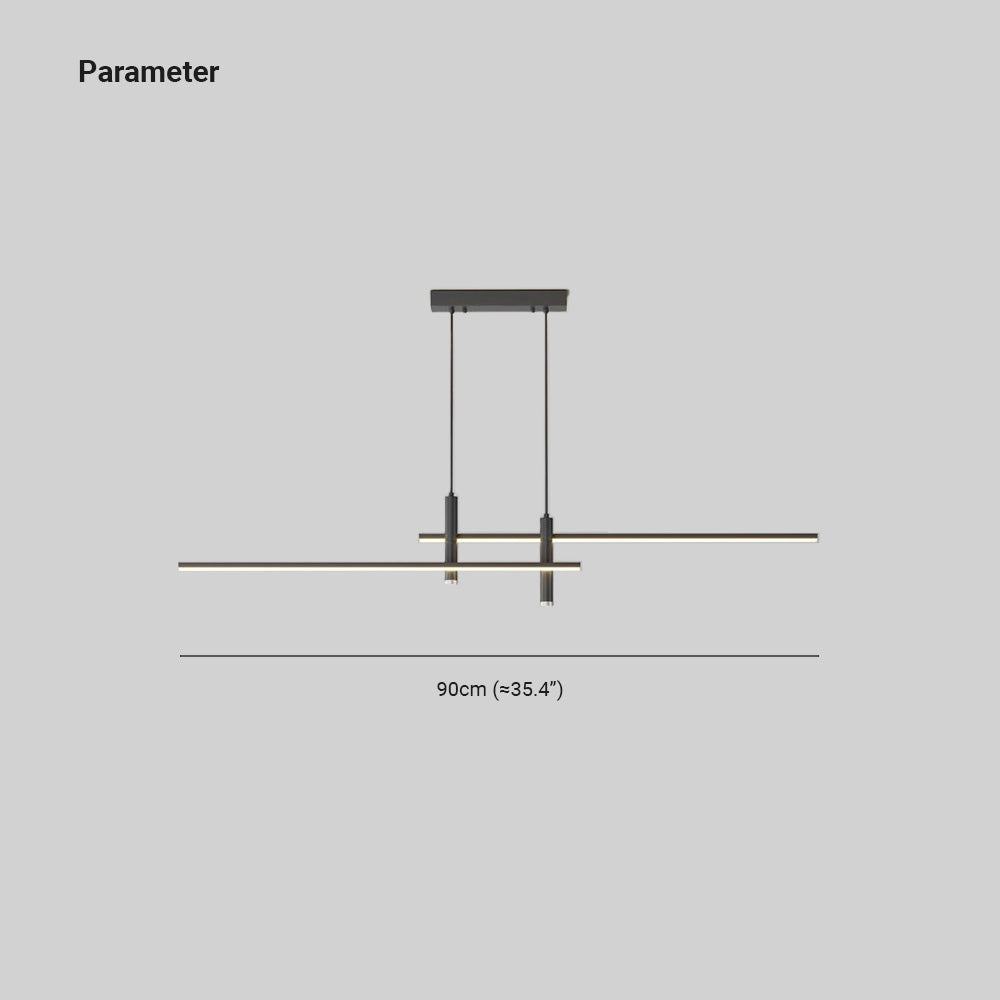 Edgari - Lampada a sospensione lineare nero oro dimmerabile LED 90 cm