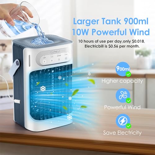 Refroidisseur d'air évaporatif mini de bureau personnel, ventilateur brumisateur, humidificateur USB