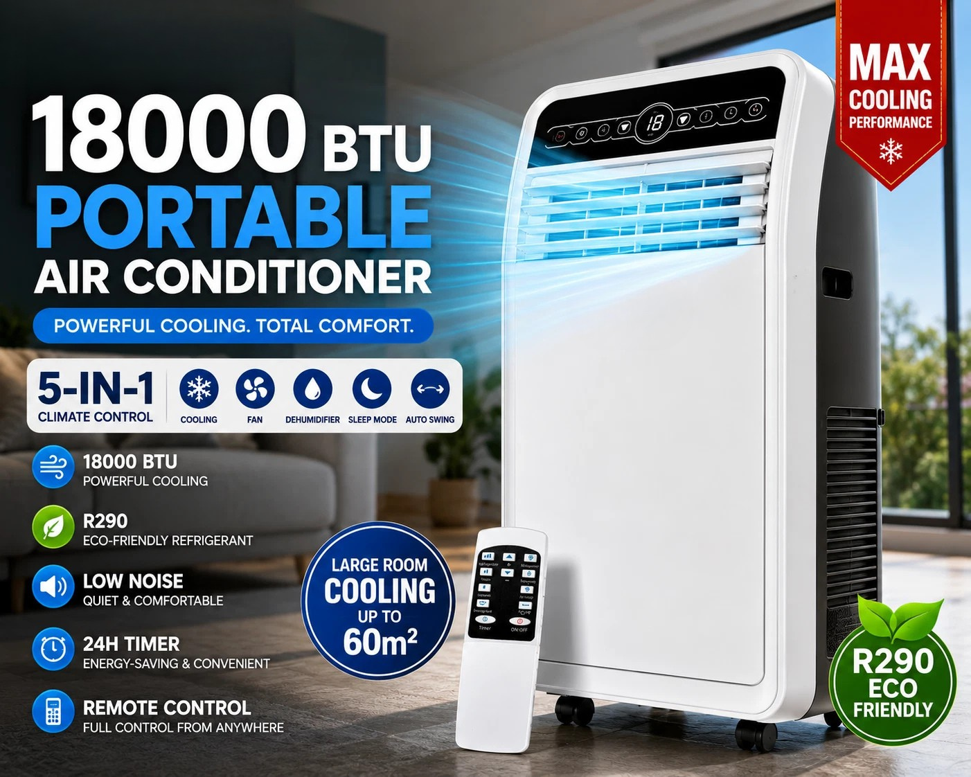 Climatiseur portable BTU Unité de climatisation portable Déshumidificateur