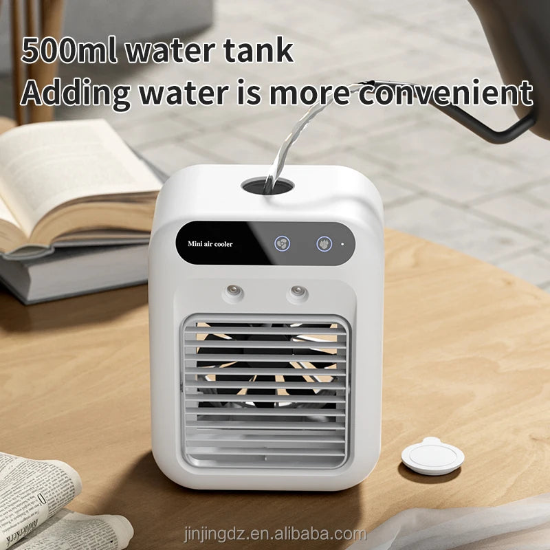 Ventilateur portable mini refroidisseur d'air de bureau avec brumisateur humidificateur rechargeable