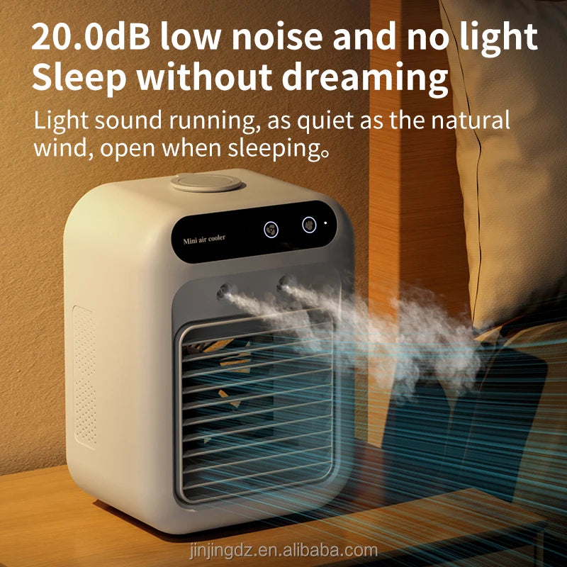 Ventilateur portable mini refroidisseur d'air de bureau avec brumisateur humidificateur rechargeable