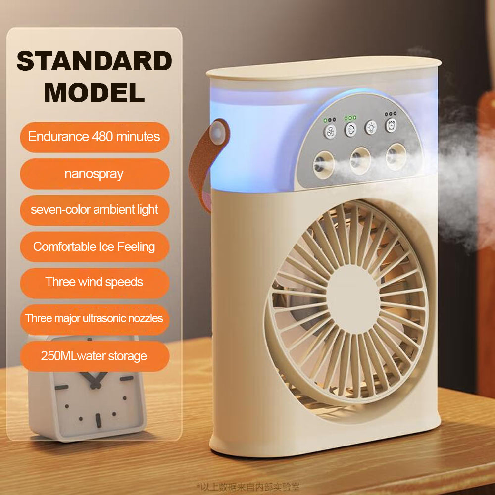 Ventilateur brumisateur portable Humidificateur de bureau Rechargeable par USB 3 vitesses