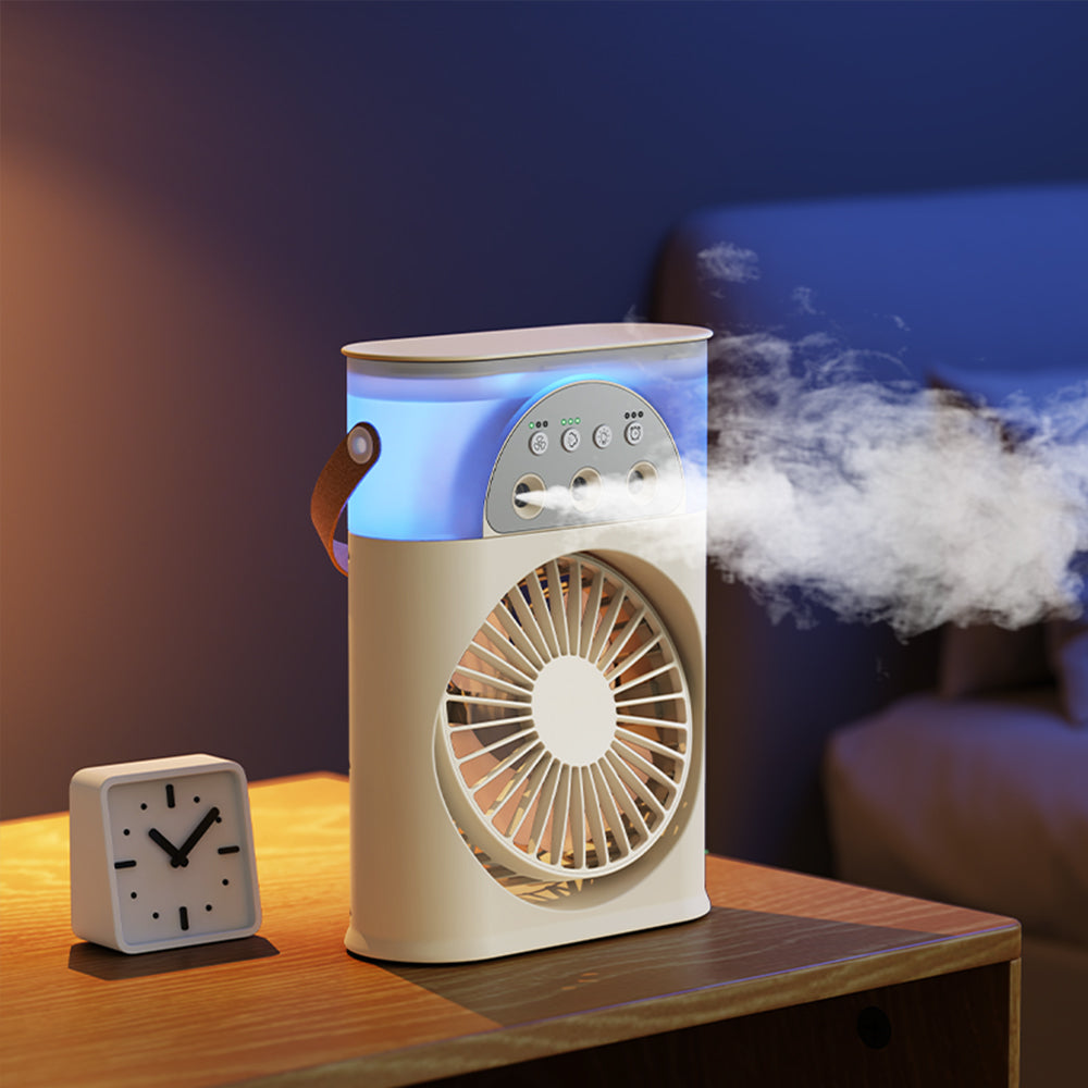 Ventilateur brumisateur portable Humidificateur de bureau Rechargeable par USB 3 vitesses
