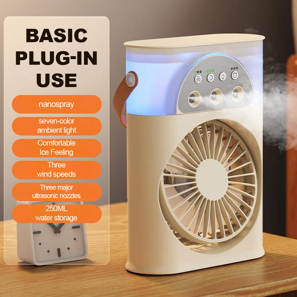 Ventilateur brumisateur portable Humidificateur de bureau Rechargeable par USB 3 vitesses