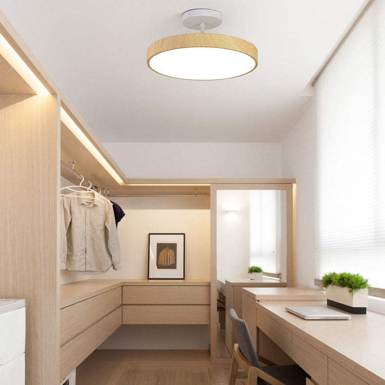 Zenoria – Plafonnier semi-encastré LED rond en bois japonais  