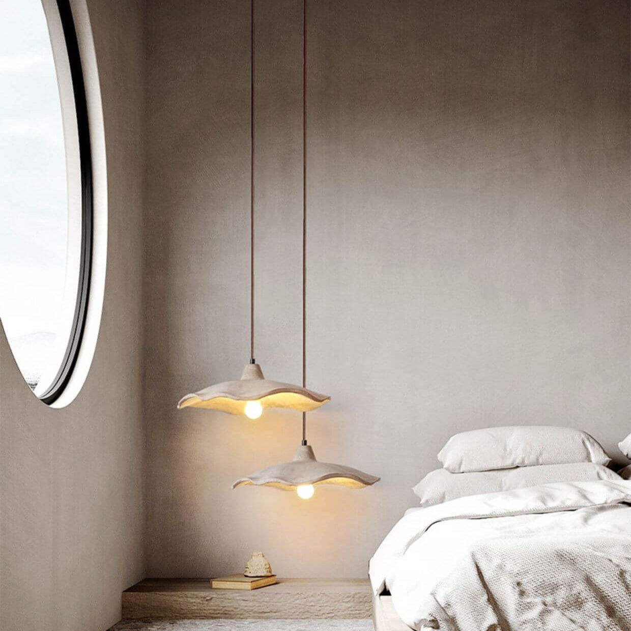 Aurelnn - Lampada a sospensione vintage in cemento a forma di fiore