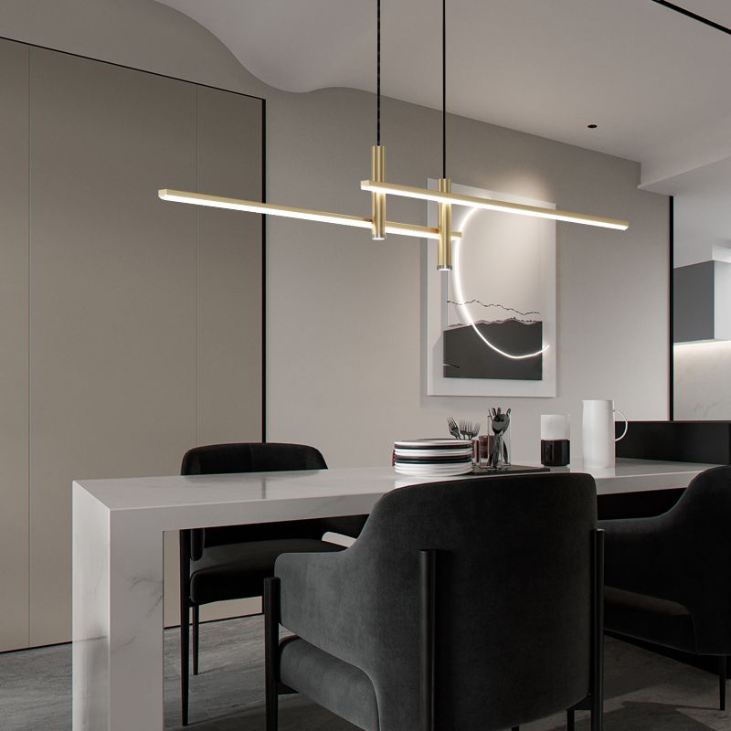 Edgari - Lampada a sospensione lineare nero oro dimmerabile LED 90 cm