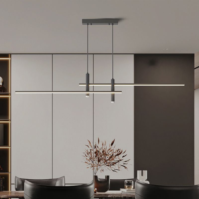 Edgari - Lampada a sospensione lineare nero oro dimmerabile LED 90 cm