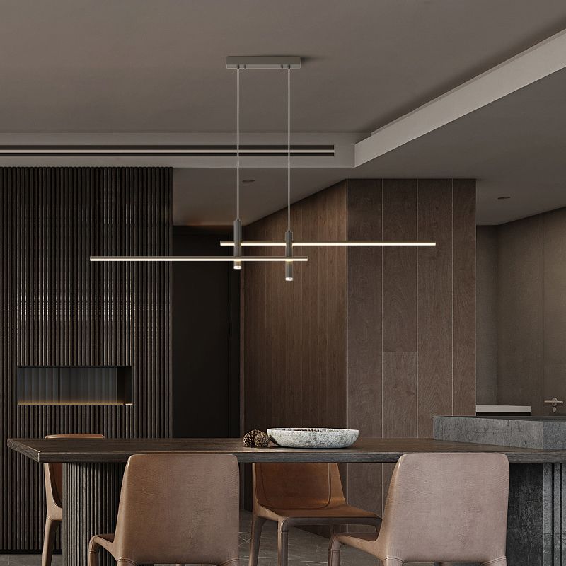 Edgari - Lampada a sospensione lineare nero oro dimmerabile LED 90 cm
