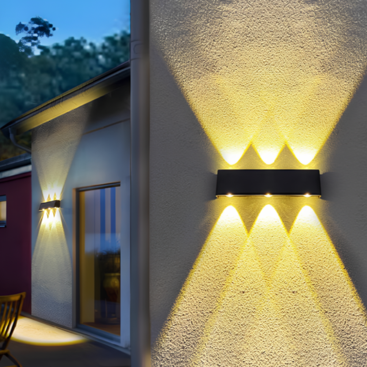 Aurivex - Lampada da parete solare LED bianco caldo per esterni