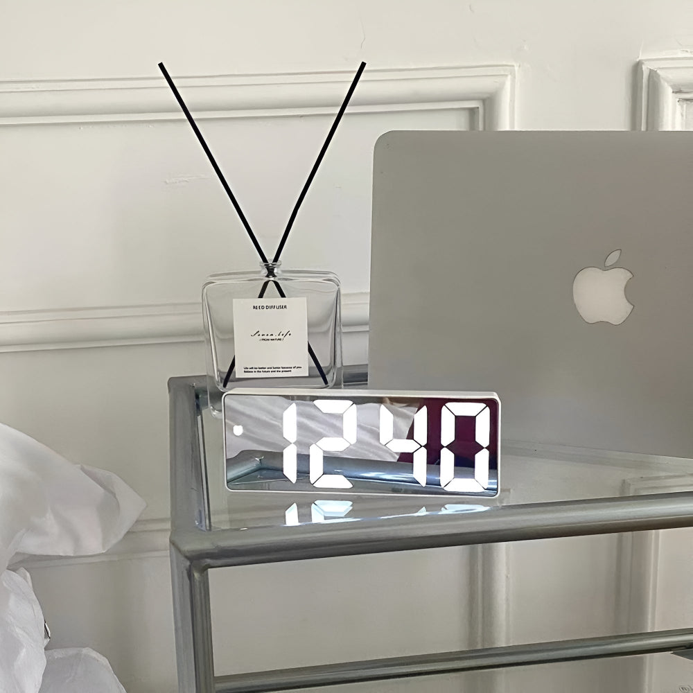 Zenvira – Réveil miroir LED avec température et fonction snooze