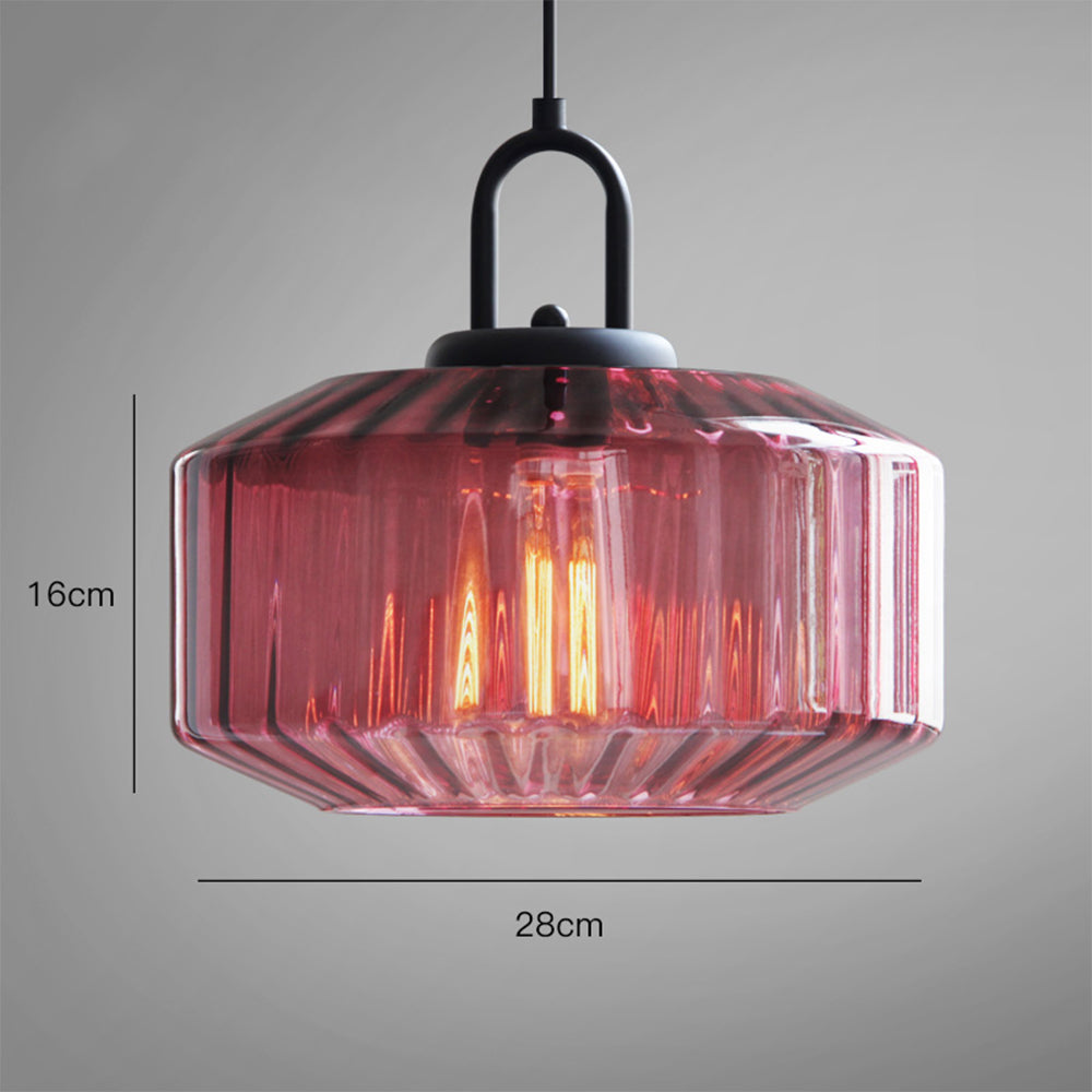 Minda - Lampada a sospensione in vetro a strisce stile metà secolo