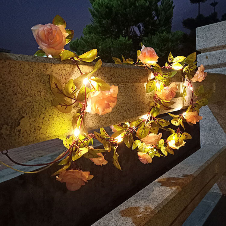 Solara - Luci a stringa LED solari impermeabili e antiurto a forma di rosa