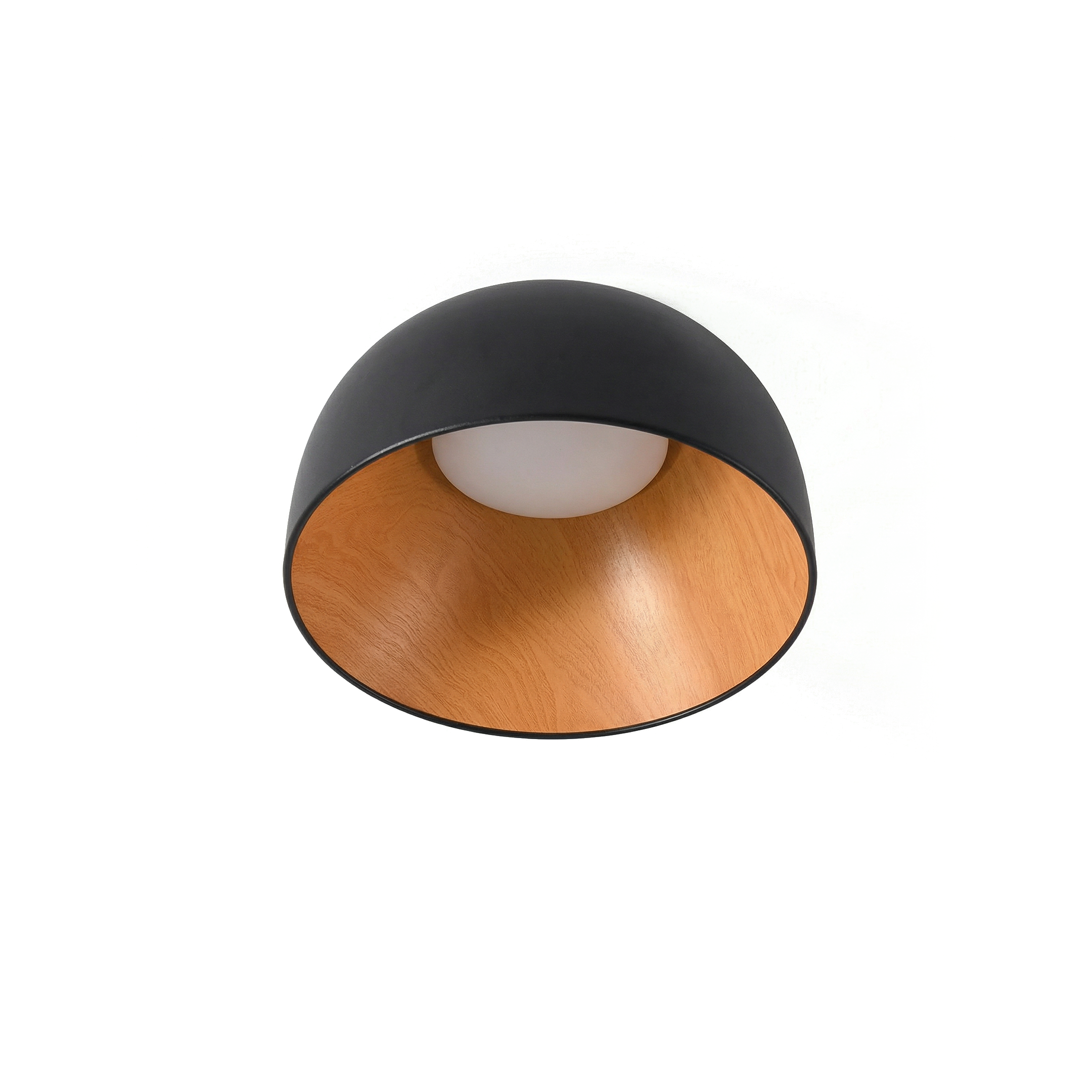 Aubrey - Lampada da soffitto in metallo nero e legno