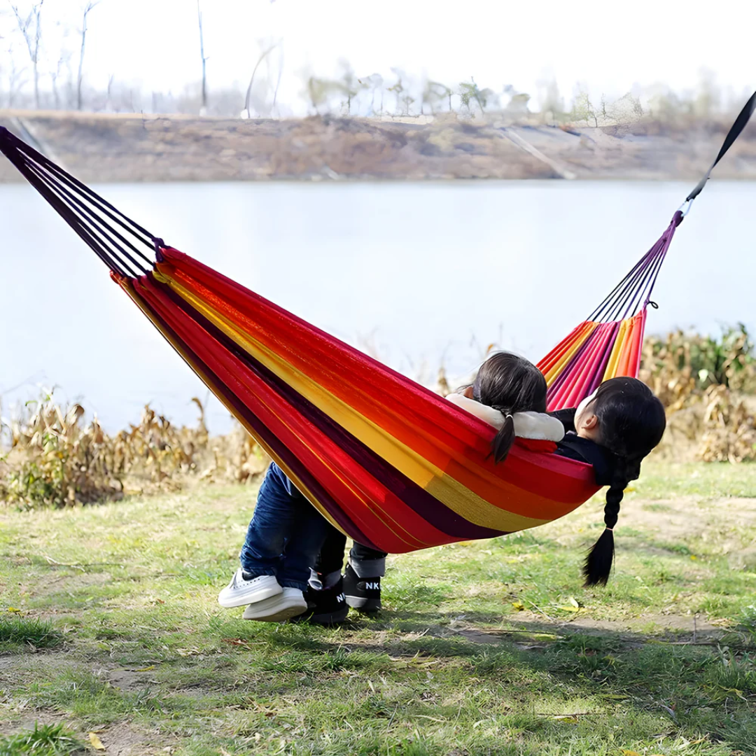 Striped Portable Fabric Hammock Breathable Outdoor - Image 3