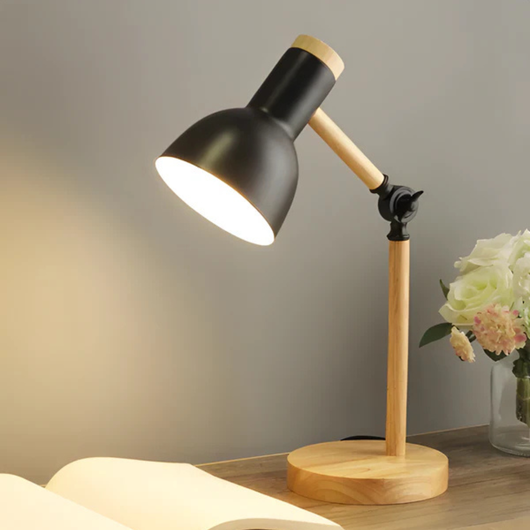 Velorienn – Lampe de table LED réglable en bois et métal  