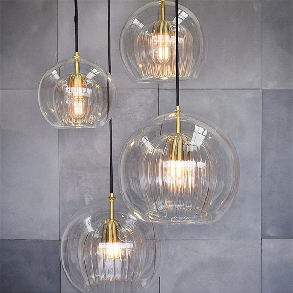 Hailenor - Lampada a sospensione in vetro trasparente ambra LED