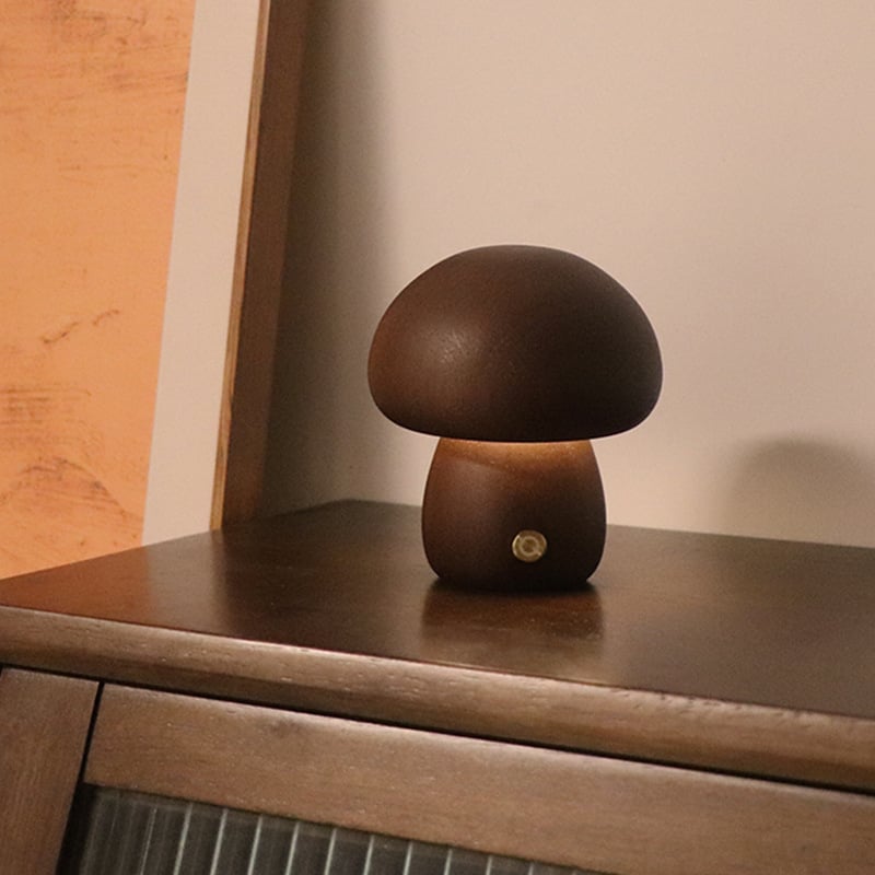 Mykora - Lampe de table champignon en bois tactile