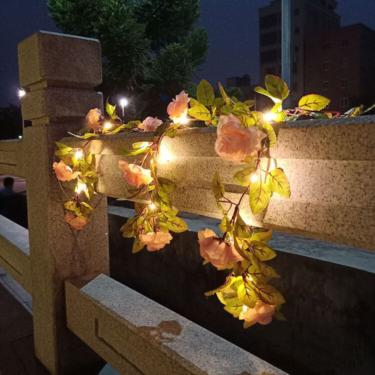 Solara - Luci a stringa LED solari impermeabili e antiurto a forma di rosa