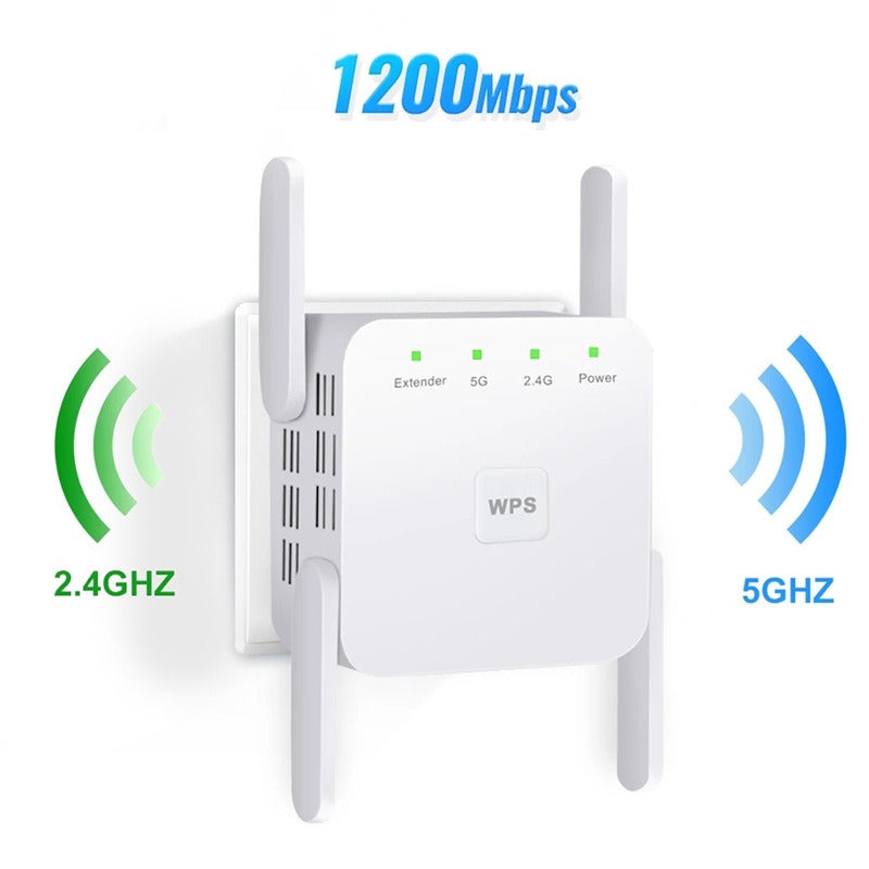 Dual-Band WiFi Range Extender Signal Booster 1200Mbps