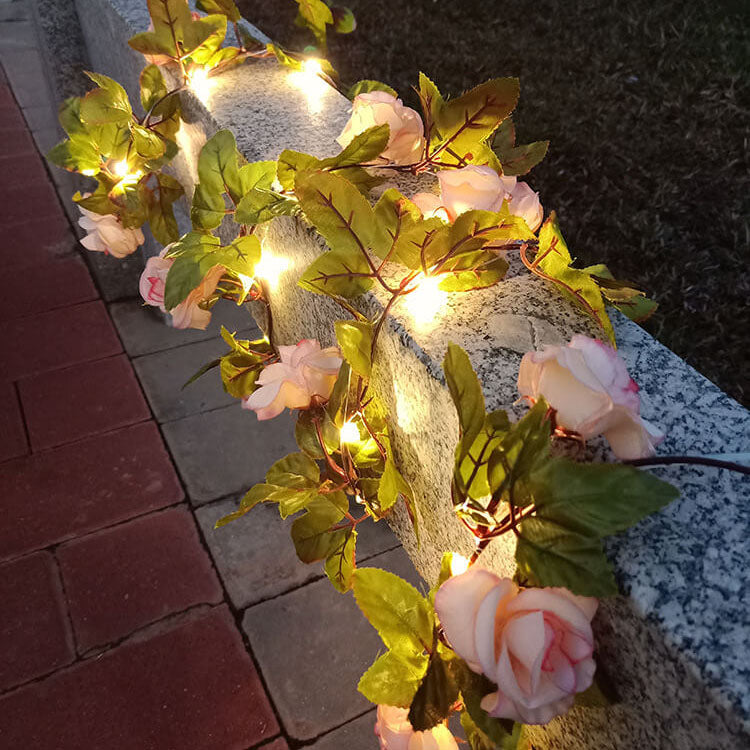 Solara - Luci a stringa LED solari impermeabili e antiurto a forma di rosa