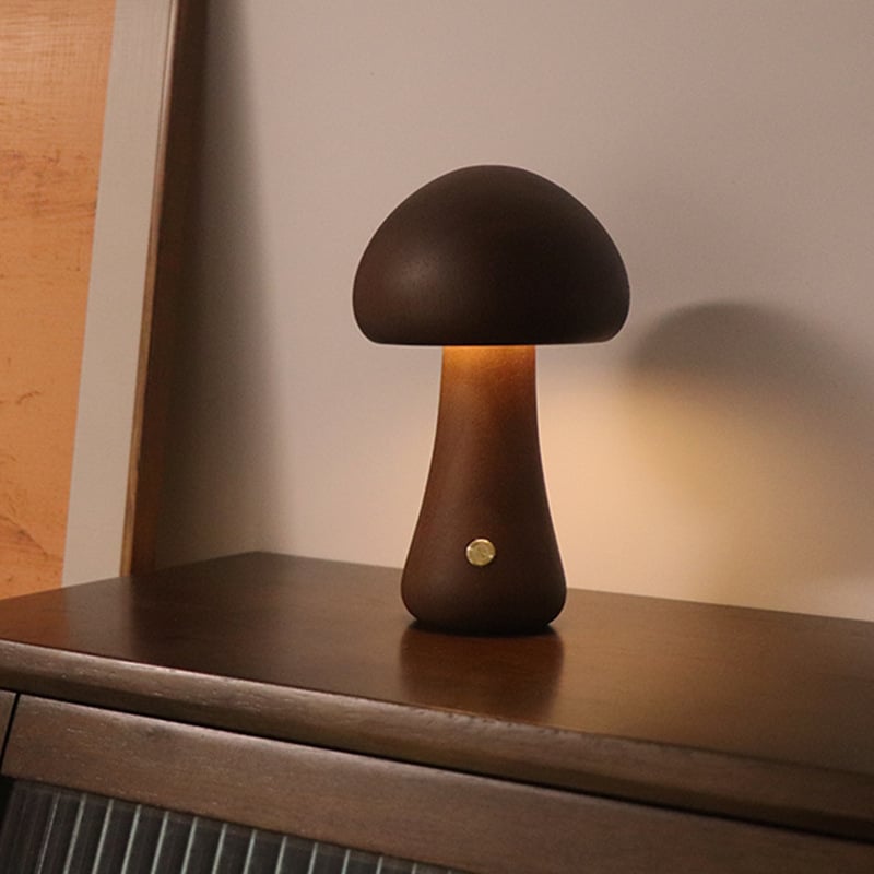 Mykora - Lampe de table champignon en bois tactile
