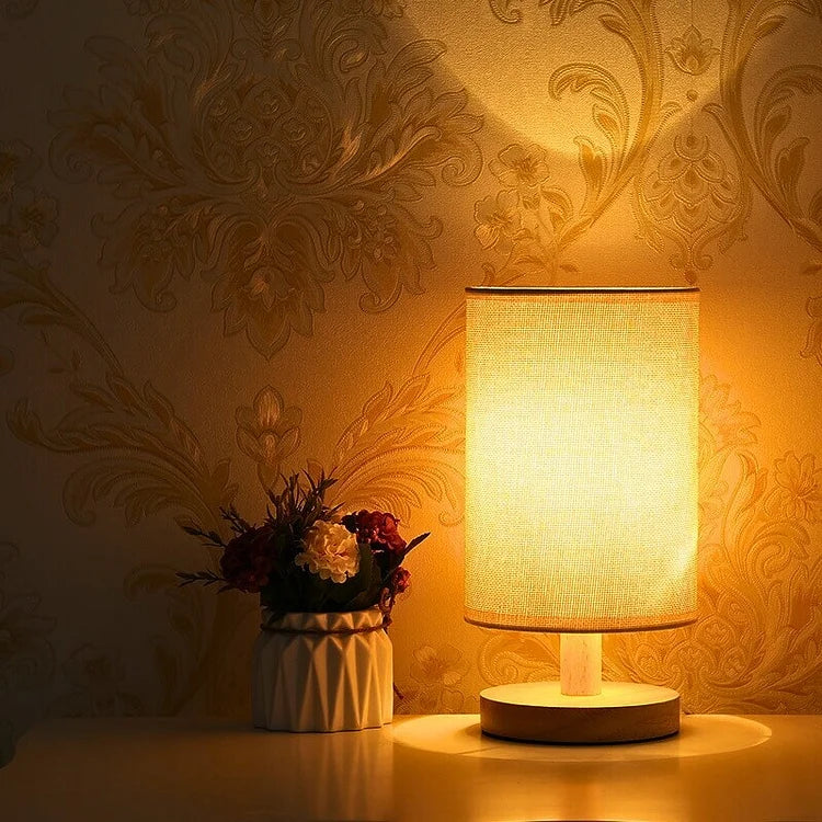 Aivaro - Lampada in legno organico e lino con telecomando