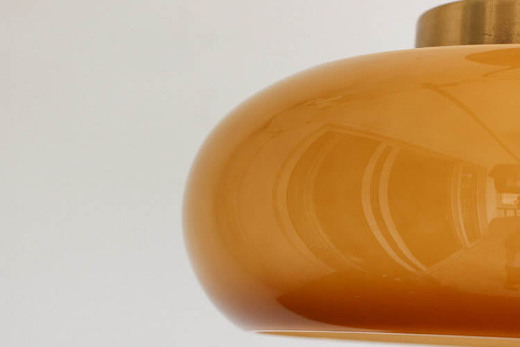 Valthera - Lampada da soffitto vintage in ottone con vetro giallo semi a plafone