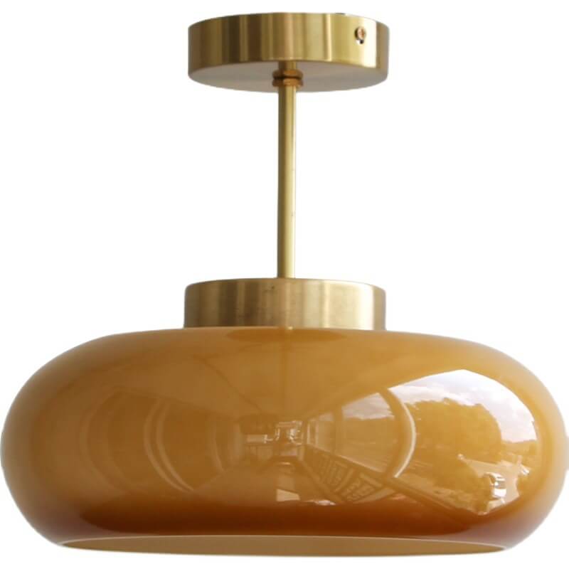 Valthera - Lampada da soffitto vintage in ottone con vetro giallo semi a plafone