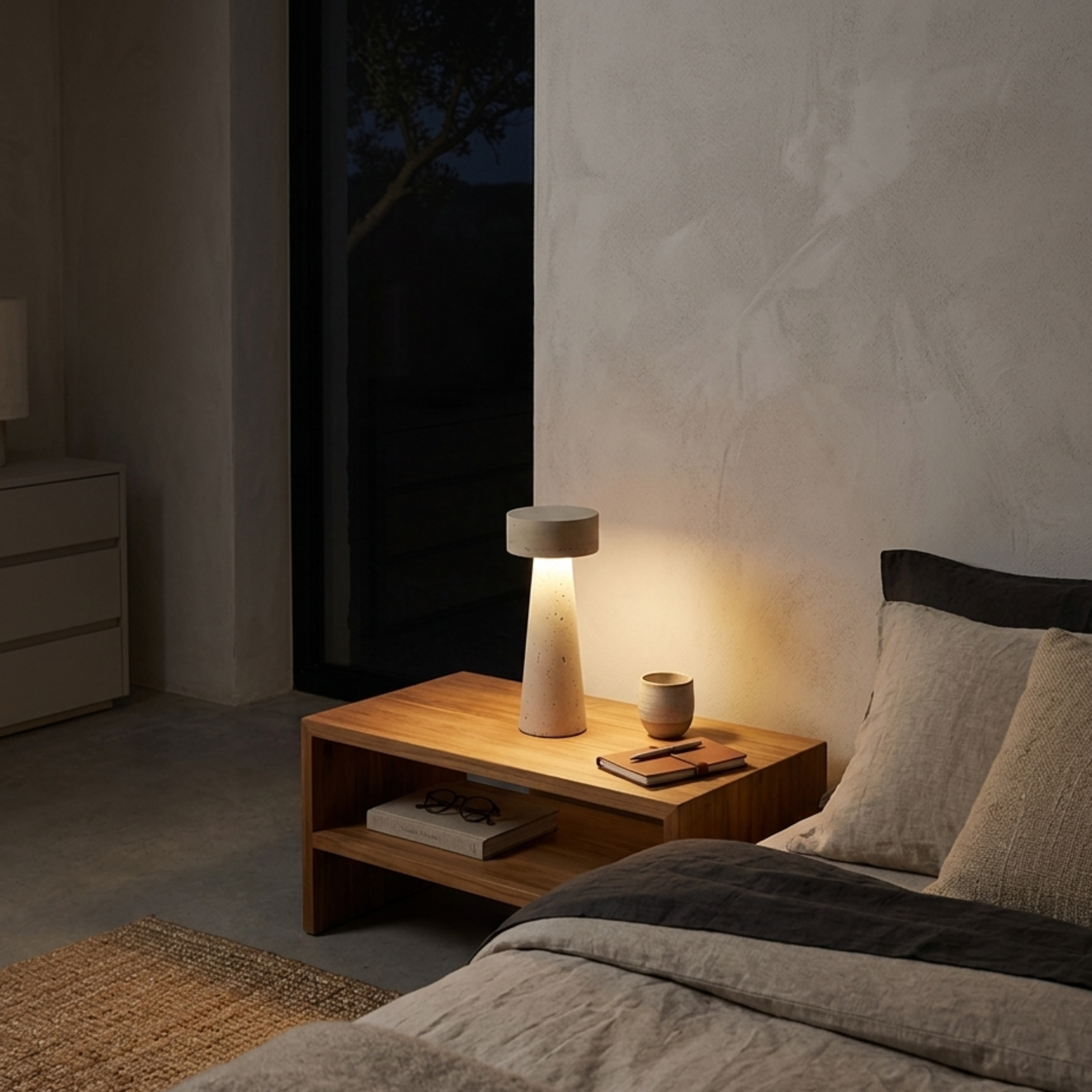 Andren – Lampada da tavolo in travertino con LED